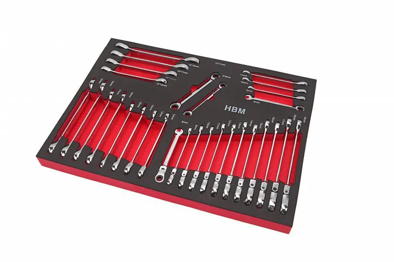 PROFI 30-delige ring / ratel / steeksleutelset FOAM inlay by HBM – product image