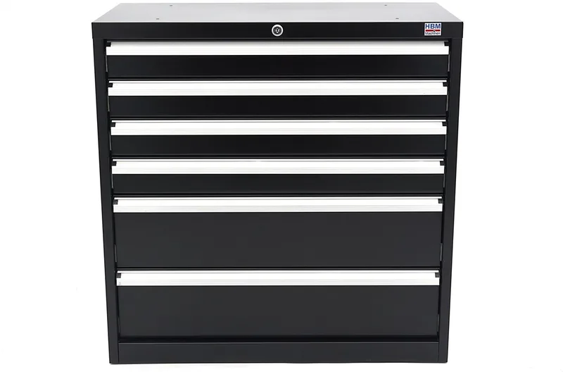 Profi gereedschapskast met 6 laden 90 x 45 x 90 cm zwart fra HBM, Neutraal – produktbillede