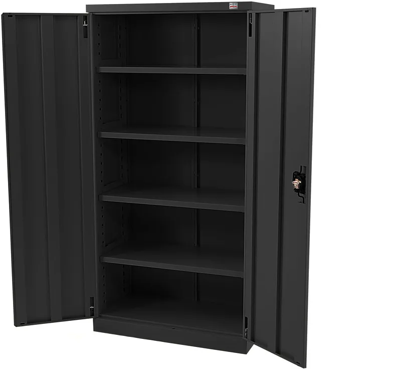 Profi Gereedschapskast zwart met 4 planken, 150 kg draagvermogen, 90x45x180 cm von HBM, Neutraal – Produktbild