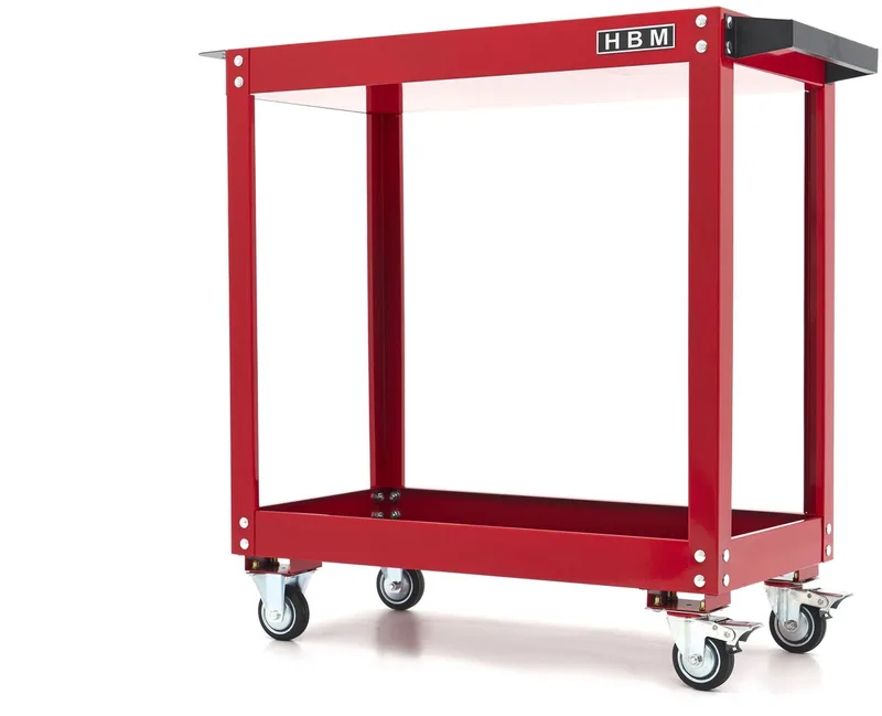 verrijdbare gereedschapswagen 2-laags staal 835 x 345 x 775 mm 4 wielen von HBM, Rot – Produktbild