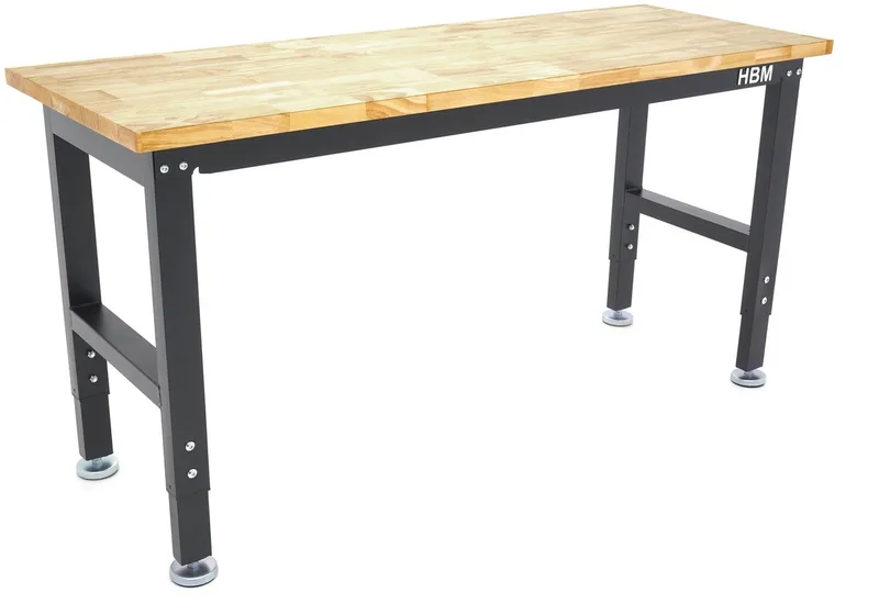 werkbank met massief houten blad, in hoogte verstelbaar, 152 cm de HBM – image du produit