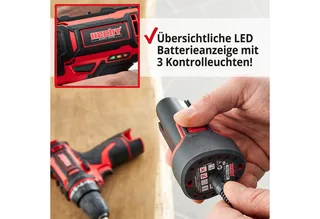 Akku-Schrauber 1242 mit 12V/1,5Ah Akku und Ladegerät, 22 Nm, Rechts-/Linkslauf van Hecht, Rood – productafbeelding 3 van 5