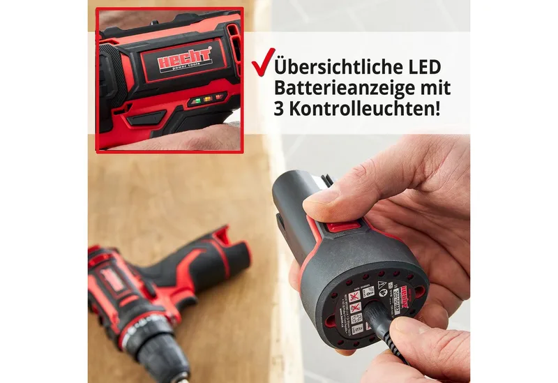 Akku-Schrauber 1242 mit 12V/1,5Ah Akku und Ladegerät, 22 Nm, Rechts-/Linkslauf van Hecht, Rood – productafbeelding 3 van 5