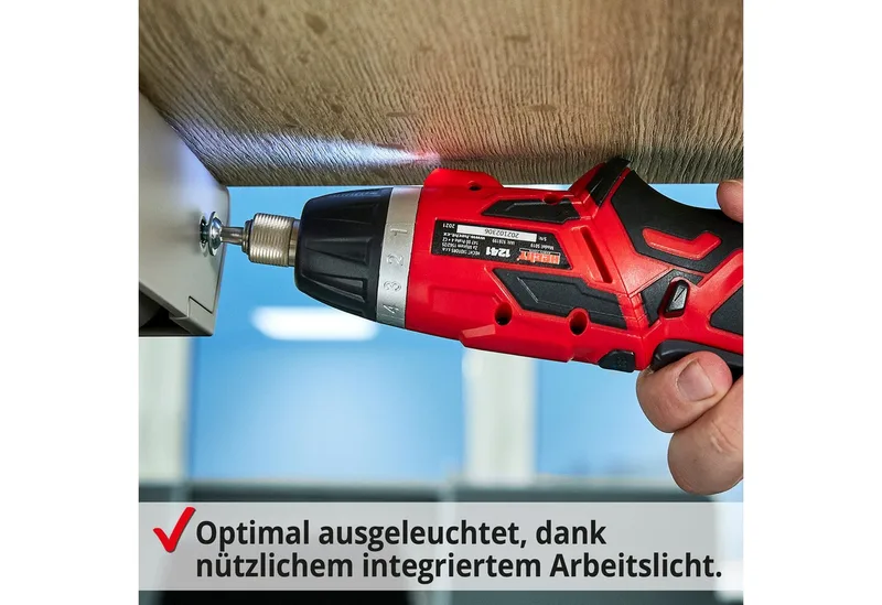 Akku-Schrauber mit 3,4V/2Ah Akku und 52-teiliger Bitsatz, 230 U/min, 4 Nm, Mangetisch, 4 Nm van Hecht, Rood – productafbeelding 3 van 5