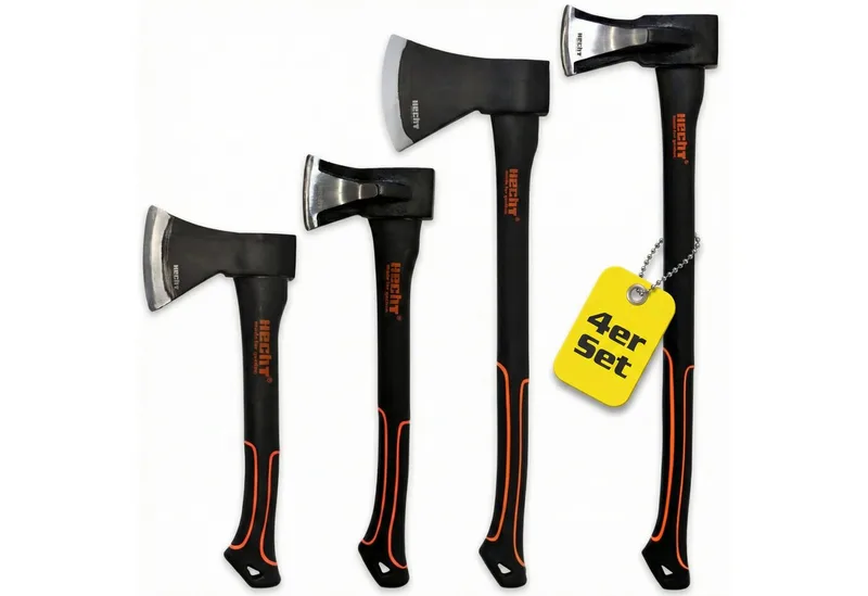 Axt 30, 40cm Beile 55cm Axt 63cm Spaltaxt Set, (4-St), Fiberglaskern, mit Gummischutzlippe von Hecht – Produktbild