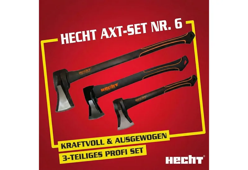 Axt 40cm Spaltbeil 55cm Spaltaxt 63cm Spaltaxt Set, (3-St), Gummierter Handgriff von Hecht – Produktbild 2 von 3