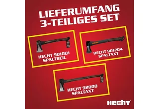 Axt 40cm Spaltbeil 55cm Spaltaxt 63cm Spaltaxt Set, (3-St), Gummierter Handgriff von Hecht – Produktbild 3 von 3