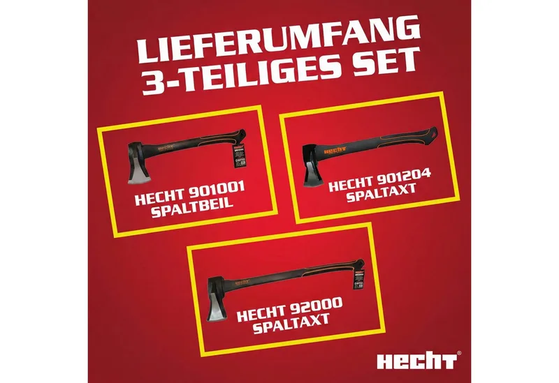Axt 40cm Spaltbeil 55cm Spaltaxt 63cm Spaltaxt Set, (3-St), Gummierter Handgriff von Hecht – Produktbild 3 von 3