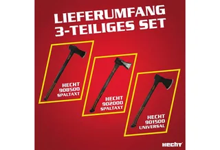 Axt 55cm Axt 63cm & 85cm Spaltaxt Set, (3-St), Fiberglaskern, mit Gummischutzlippe von Hecht – Produktbild 3 von 5