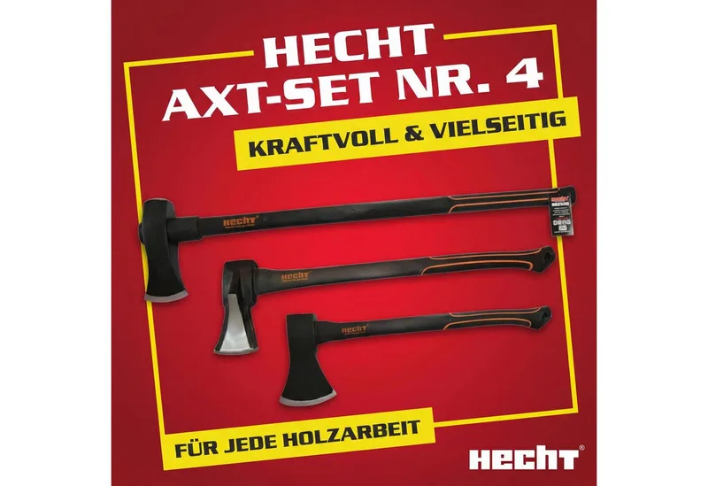 Axt 55cm Axt 63cm & 85cm Spaltaxt Set, (3-St), Fiberglaskern, mit Gummischutzlippe von Hecht – Produktbild 2 von 5