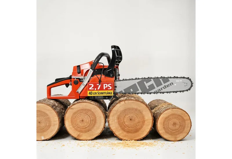 Benzin-Kettensäge 45 mit 40 cm Schnittlänge, 47,00 cm Schwertlänge, 2,7 PS, 5,4 kg, 10000 U/min, ergonomisch de Hecht – image du produit