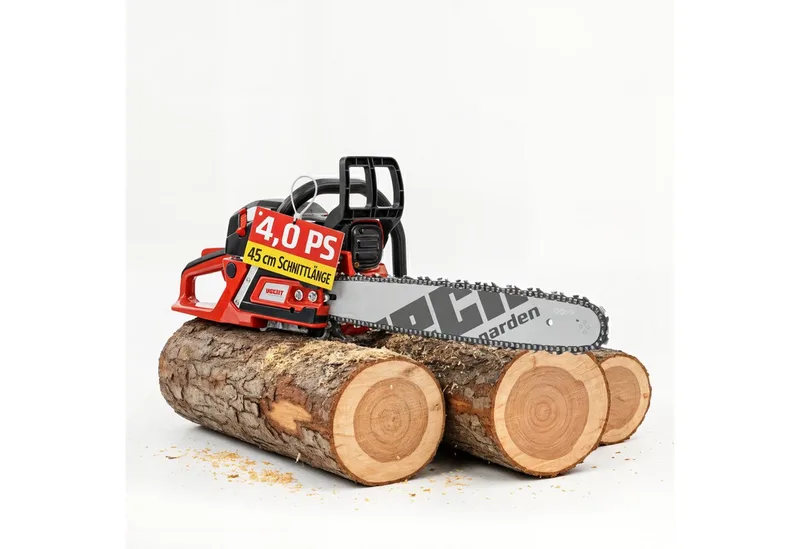 Benzin-Kettensäge Motorsäge 62, 2,9kW / 4PS, Baumkralle, 25Q72E, 50 cm Schwertlänge, 0,325´´, Umlenkstern, 45 cm Schnittlänge, 5,4 kg van Hecht, Rood – productafbeelding 1 van 5