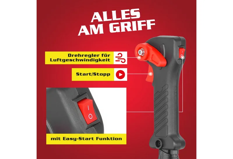 Benzin-Laubbläser mit Rückentragegurt bis 180 km/h, 1,7PS/1,25kW, 900m³/h, 43 cm³ by Hecht, Red – product image 5 of 5
