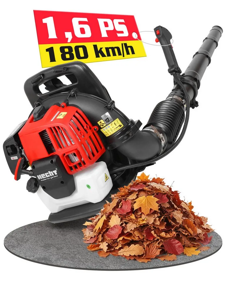 Benzin-Laubbläser mit Rückentragegurt bis 180 km/h, 1,7PS/1,25kW, 900m³/h, 43 cm³ by Hecht, Red – product image 1 of 5