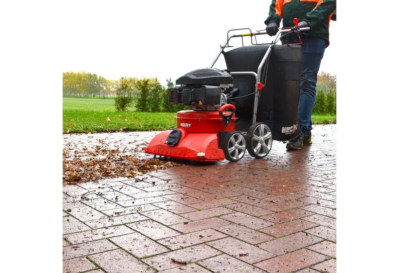 Benzin-Laubsauger 8514 fahrbar inklusive Kehrwalze, 2,7m Saug-/Blasschlauch, 6PS de Hecht, Rouge – image du produit 3 sur 5