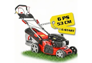 Benzinrasenmäher 554 SXE 5in1 mit Radantrieb Elektrostart, 53 cm Schnittbreite, Mulchkit, 6,5 PS van Hecht, Rood – productafbeelding 1 van 5