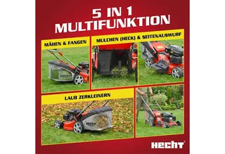 Benzinrasenmäher 554 SXE 5in1 mit Radantrieb Elektrostart, 53 cm Schnittbreite, Mulchkit, 6,5 PS van Hecht, Rood – productafbeelding 3 van 5