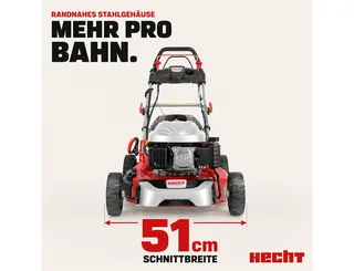 Benzinrasenmäher mit Antrieb Elektrostart 5in1 Funktion, 4Gänge, bis 4,5km/h, 51 cm Schnittbreite, 4,4 kW / 6 PS, Mulchkit, Seitenauswurf, Zerkleinern van Hecht, Rood – productafbeelding 3 van 5