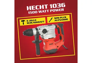 Bohrhammer mit Kabel 1500W SDS-Plus 4250 U/min, 230 V, max. 860 U/min, mit Koffer van Hecht, Rood – productafbeelding 2 van 5