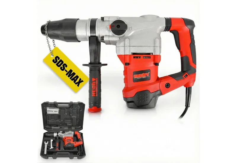 Bohrhammer mit Kabel SDS-Max 3530 U/min Transportkoffer 1600W, 230-240 V, max. 560 U/min, mit viel Zubehör von Hecht, Rot – Produktbild 1 von 5