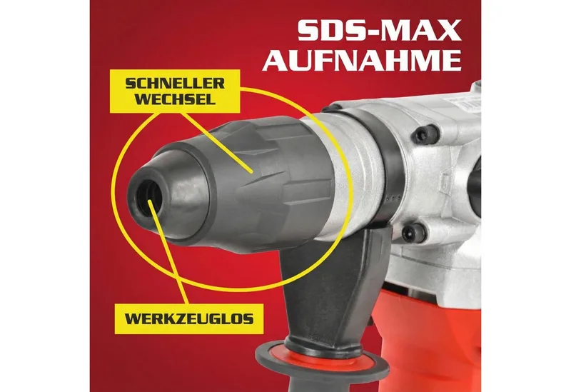 Bohrhammer mit Kabel SDS-Max 3530 U/min Transportkoffer 1600W, 230-240 V, max. 560 U/min, mit viel Zubehör von Hecht, Rot – Produktbild 4 von 5