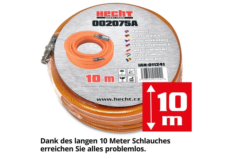 Druckluftschlauch 002075A Druckluftschlauch 10 m Kompressor, gewebeverstärkt EURO-Kupplung de Hecht – image du produit 3 sur 5