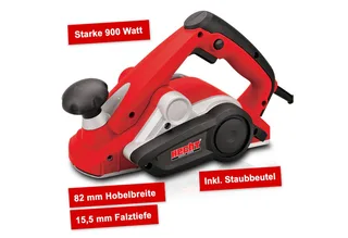 Elektrohobel 1790 mit 900 Watt, Hobelbreite: 82 in mm, mit Staubbeutel, Parallelanschlag, 1,9m Netzkabel van Hecht, Rood – productafbeelding 2 van 5
