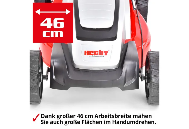 Elektrorasenmäher 1845 mit Mulchkit Stahlgehäuse, 46 cm Schnittbreite, 1800W, 30-75 mm Schnitthöhe von Hecht, Rot – Produktbild 2 von 5