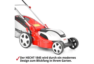 Elektrorasenmäher 1845 mit Mulchkit Stahlgehäuse, 46 cm Schnittbreite, 1800W, 30-75 mm Schnitthöhe von Hecht, Rot – Produktbild 4 von 5