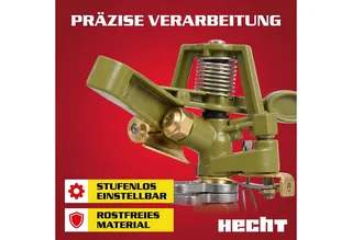 Kreisregner Impulsregner 06043 bis 450 m², für Flächen bis 450 m², sicherer Standfuß, 0 - 360° schwenkbar by Hecht, Silver – product image 5 of 5