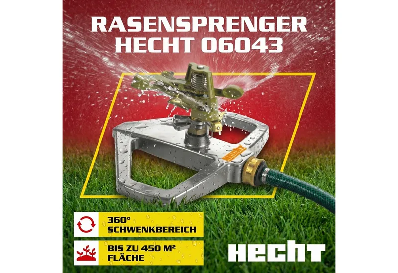 Kreisregner Impulsregner 06043 bis 450 m², für Flächen bis 450 m², sicherer Standfuß, 0 - 360° schwenkbar by Hecht, Silver – product image 2 of 5