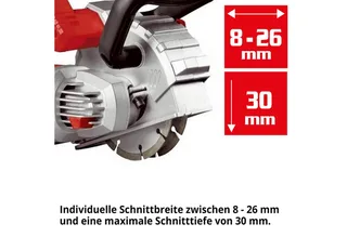 Mauernutfräse 1660 1600 W, Schnittbreite 8-26 mm, Schnitttiefe 30 mm, 9000 U/min, (1-tlg), Wandschlitzfräse, Schlitzfräse, Diamant-Trennscheiben, staubarm by Hecht – product image 5 of 5
