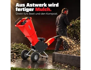 Messerhäcksler Gartenhäcksler 6206, 2 Wendemesser, Trommel, Holz Schredder Häcksler, 7 cm max. Astdurchmesser, 4,3 kW / 5,8 PS, Luftbereifung, verstellbarer Auswurfschacht by Hecht – product image 5 of 5