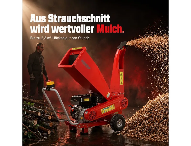 Messerhäcksler Gartenhäcksler Benzin 6208 Messerwalze mit zwei Messern Holzhäcksler, 7,00 cm max. Astdurchmesser, 208 cm³, 7 PS, 56 kg, Garten Holz Häcksler Schredder van Hecht – productafbeelding 5 van 5