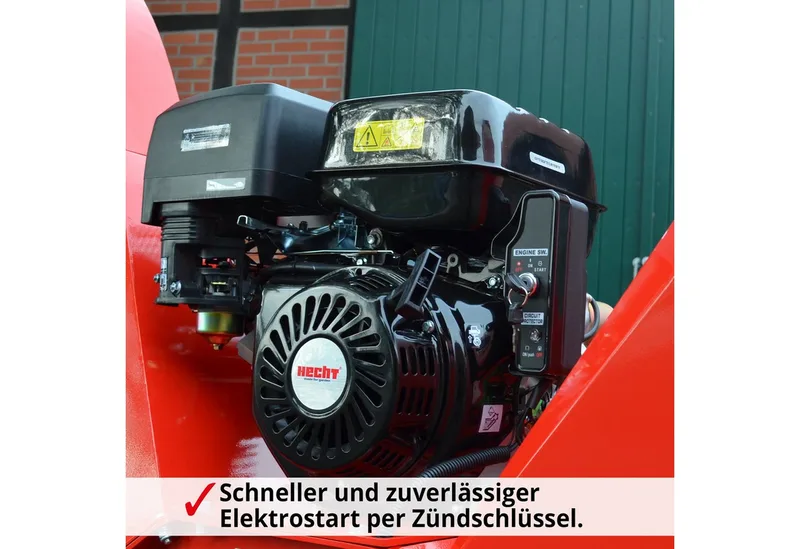 Messerhäcksler Gartenhäcksler Benzin 6642 Anhängerkupplung Holz Schredder Häcksler, 15 PS, Elektrostart, Messerwalze mit 2 Messern by Hecht – product image 5 of 5