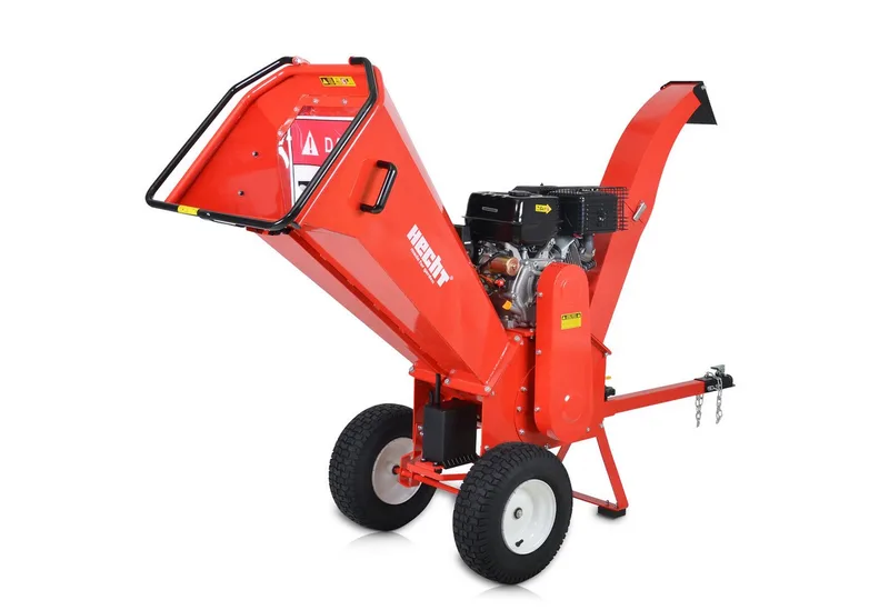 Messerhäcksler Gartenhäcksler Benzin 6642 Anhängerkupplung Holz Schredder Häcksler, 15 PS, Elektrostart, Messerwalze mit 2 Messern by Hecht – product image 1 of 5