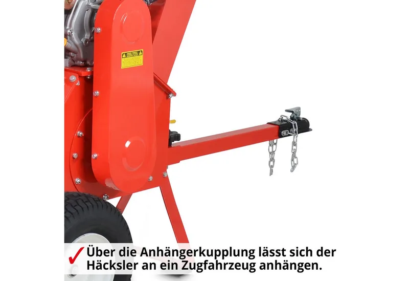 Messerhäcksler Gartenhäcksler Benzin 6642 Anhängerkupplung Holz Schredder Häcksler, 15 PS, Elektrostart, Messerwalze mit 2 Messern by Hecht – product image 2 of 5