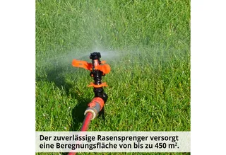 Regner 08103 Impulsregner, für Flächen bis 450 m², 15 cm lang, Rasensprenger Gartensprenger Kreisregner Erdspieß Bewässerung 360° von Hecht, Orange – Produktbild 5 von 5