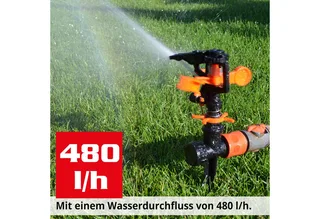 Regner 08103 Impulsregner, für Flächen bis 450 m², 15 cm lang, Rasensprenger Gartensprenger Kreisregner Erdspieß Bewässerung 360° von Hecht, Orange – Produktbild 4 von 5