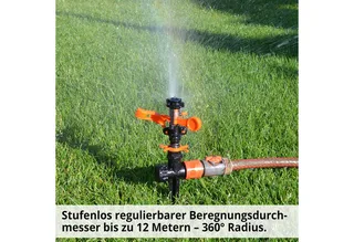 Regner 08103 Impulsregner, für Flächen bis 450 m², 15 cm lang, Rasensprenger Gartensprenger Kreisregner Erdspieß Bewässerung 360° von Hecht, Orange – Produktbild 3 von 5