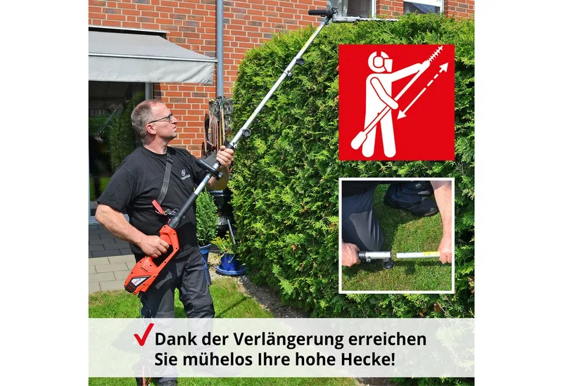 Teleskop-Heckenschere Elektro 695 mit LASER-CUT, bis 4 m Arbeitshöhe, 900W, 41 cm Schnittlänge, 20 mm Schnittkapazität by Hecht – product image 2 of 5