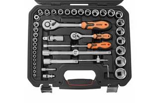 Werkzeugset Ratschenkoffer 94-teiliges Set mit Chrom Vanadium Stahl, (94-tlg), Hochwertiger Steckschlüsselsatz, Tragegriff de Hecht – image du produit 4 sur 5