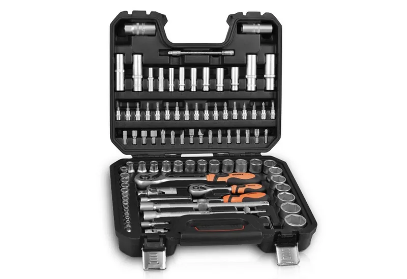 Werkzeugset Ratschenkoffer 94-teiliges Set mit Chrom Vanadium Stahl, (94-tlg), Hochwertiger Steckschlüsselsatz, Tragegriff de Hecht – image du produit 3 sur 5