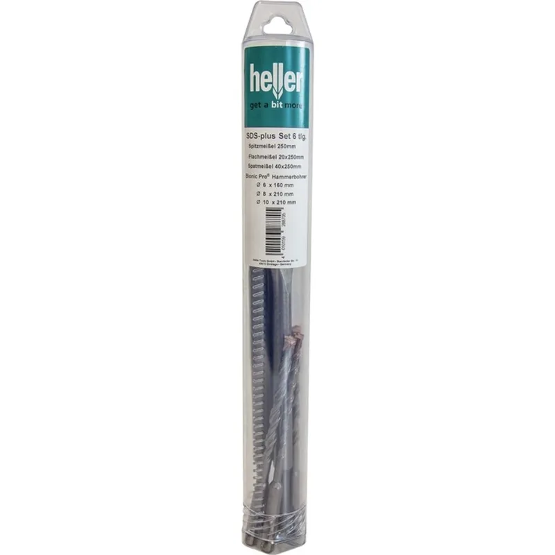 Einsteckwerkzeugset SDS-plus 6-tlg.m.Spitz/Flach/Spat+ SDS Bohrer by Heller – product image