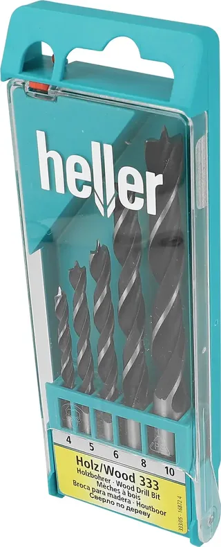 Heller 16872 4 Holz-Spiralbohrer-Set 5teilig 4 mm, 5 mm, 6 mm, 8 mm, 10 mm Gesamtlänge 26 mm Zylinderschaft 1 Set de Heller – image du produit 1 sur 2