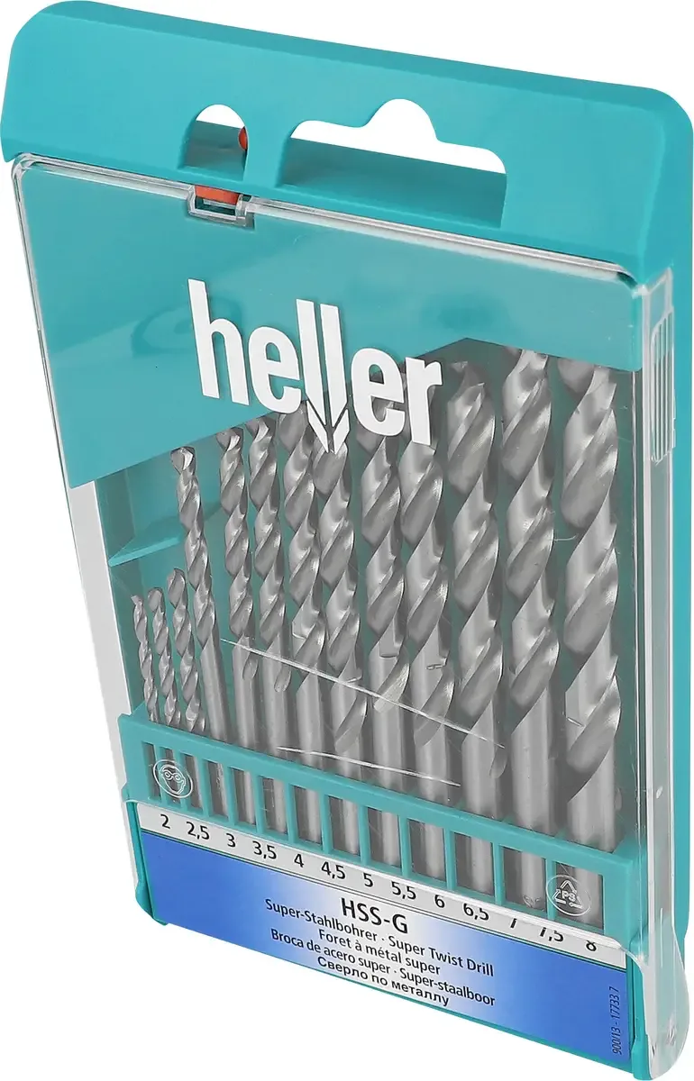 Heller 17733 7 HSS Metall-Spiralbohrer-Set 13teilig 2 mm, 2.5 mm, 3 mm, 3.5 mm, 4 mm, 4.5 mm, 5 mm, 5.5 mm, 6 mm, 6.5 mm, 7 mm, 7.5 mm, 8 mm rollgewalzt DIN fra Heller – produktbillede