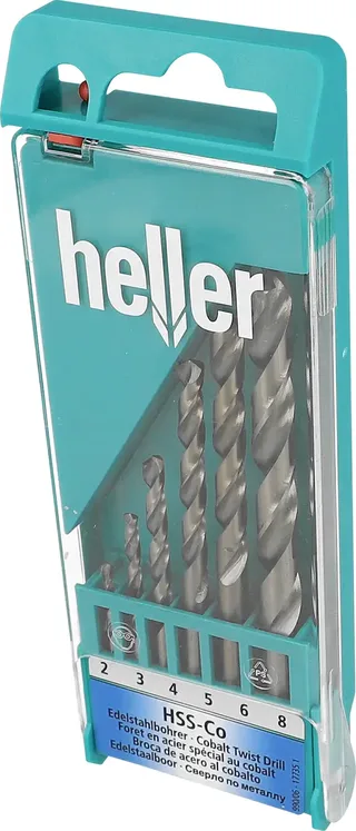 Heller 17735 D HSS Metall-Spiralbohrer-Set 6teilig 2 mm, 3 mm, 4 mm, 5 mm, 6 mm, 8 mm Cobalt DIN 338 Zylinderschaft 1 Set von Heller – Produktbild 1 von 2