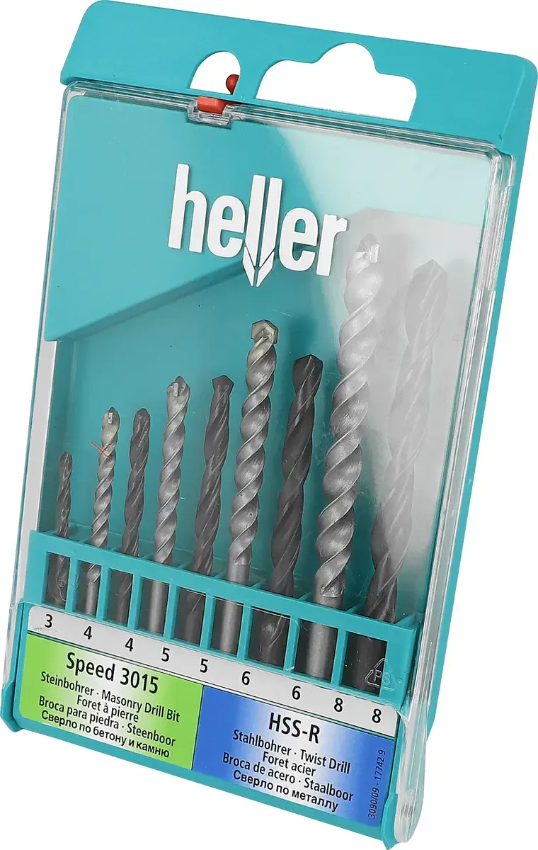 Heller 17742 9 9teilig Bohrer- und Bit-Sortiment Metall, Kunststoff, Mauerwerk, Stein 3 mm, 4 mm, 5 mm, 6 mm, 8 mm von Heller – Produktbild 1 von 2