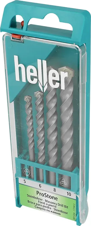 Heller 17744 3 Hartmetall Stein-Spiralbohrer-Set 4teilig 5 mm, 6 mm, 8 mm, 10 mm Zylinderschaft 1 Set von Heller – Produktbild 1 von 2