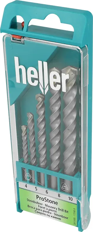 Heller 17745 0 Hartmetall Stein-Spiralbohrer-Set 5teilig 4 mm, 5 mm, 6 mm, 8 mm, 10 mm Zylinderschaft 1 Set de Heller – image du produit 1 sur 2